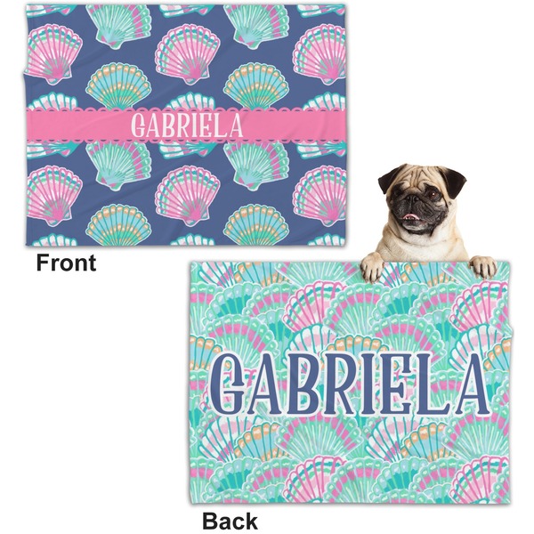 Preppy Sea Shells Microfleece Dog Blanket - Regular - Front & Back