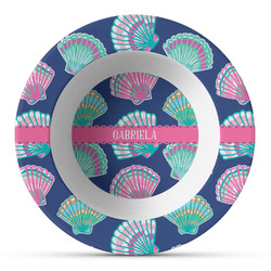 Preppy Sea Shells Plastic Bowl - Microwave Safe - Composite Polymer (Personalized)