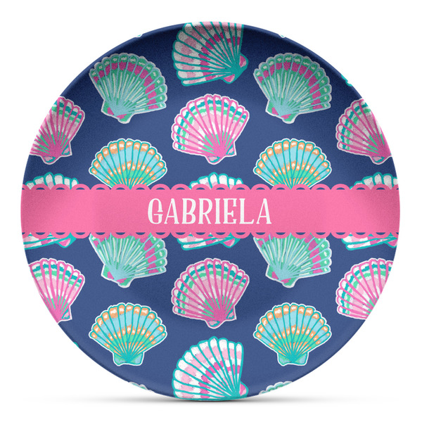 Custom Preppy Sea Shells Microwave Safe Plastic Plate - Composite Polymer (Personalized)