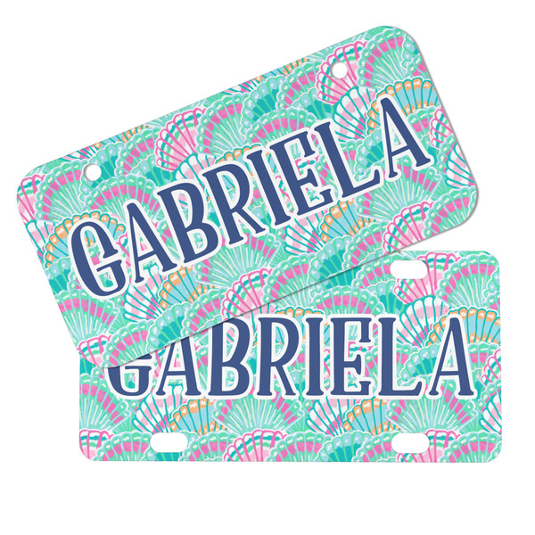 Preppy Sea Shells Mini License Plates - MAIN (4 and 2 Holes)