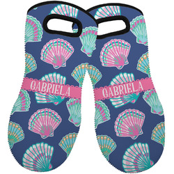Preppy Sea Shells Neoprene Oven Mitts - Set of 2 w/ Name or Text
