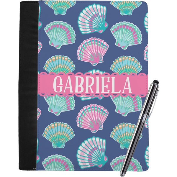 Custom Preppy Sea Shells Notebook Padfolio - Large w/ Name or Text