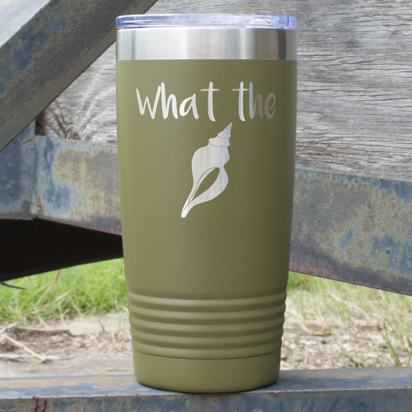 Custom Preppy Sea Shells 20 oz Stainless Steel Tumbler - Olive - Single Sided (Personalized)