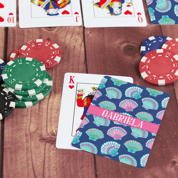 Preppy Sea Shells On Table with Poker Chips