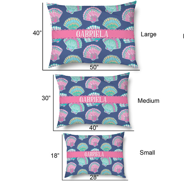 Preppy Sea Shells Outdoor Dog Beds - SIZE CHART