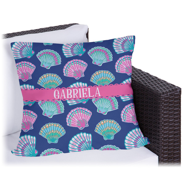 Custom Preppy Sea Shells Outdoor Pillow - 16" (Personalized)