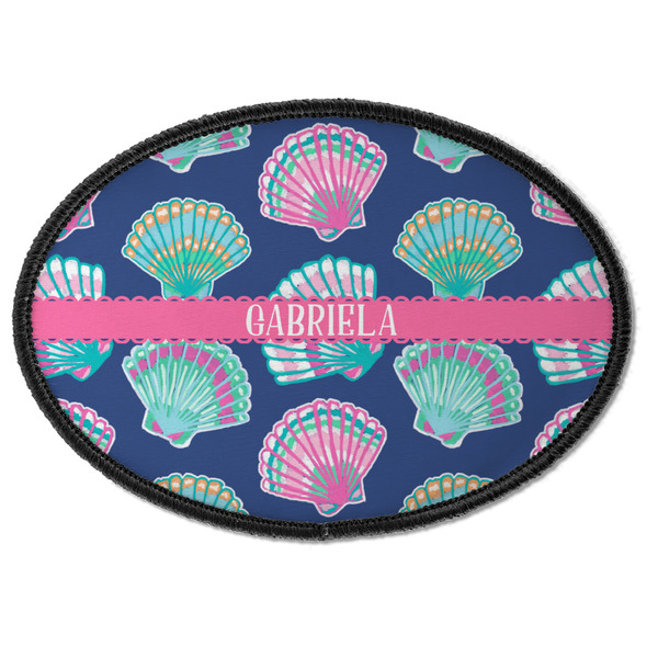 Custom Preppy Sea Shells Iron On Oval Patch w/ Name or Text