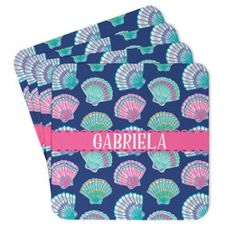 Preppy Sea Shells Paper Coasters w/ Name or Text