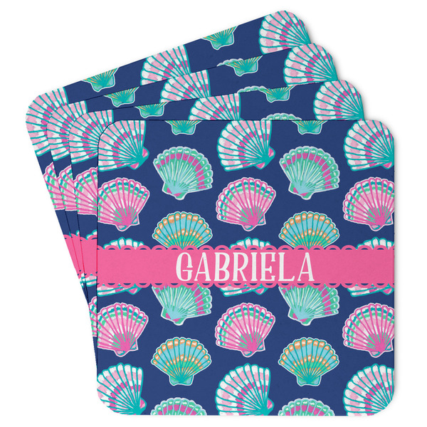 Custom Preppy Sea Shells Paper Coasters (Personalized)