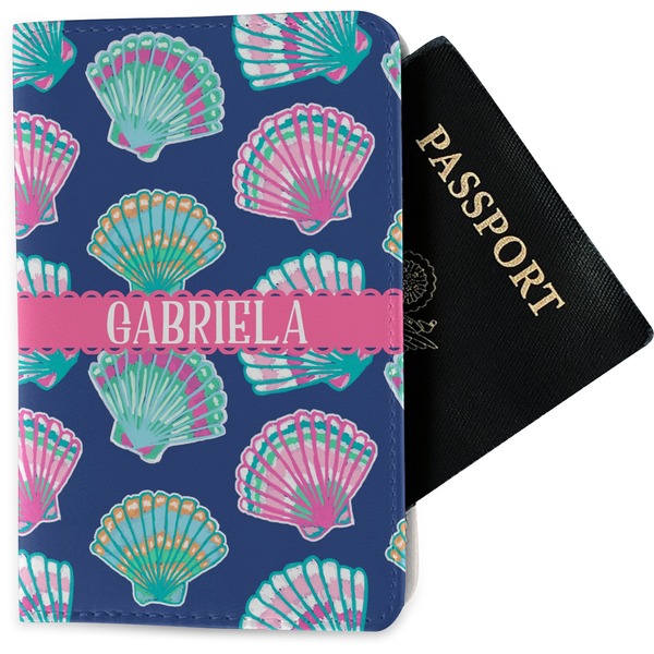 Custom Preppy Sea Shells Passport Holder - Fabric (Personalized)