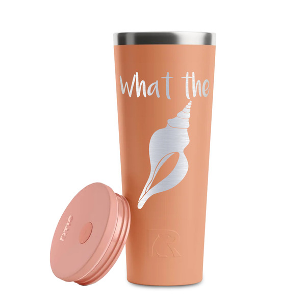 Preppy Sea Shells Peach RTIC Everyday Tumbler - 28 oz. - Lid Off