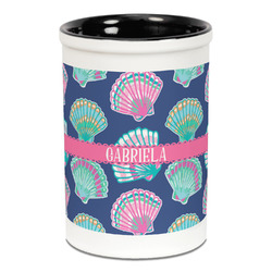 Preppy Sea Shells Ceramic Pencil Holders - Black