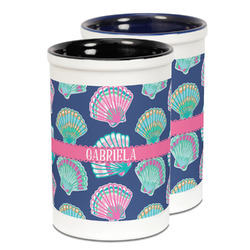 Preppy Sea Shells Ceramic Pencil Holder - Large