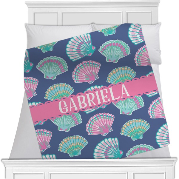 Custom Preppy Sea Shells Minky Blanket - 40"x30" - Single Sided (Personalized)