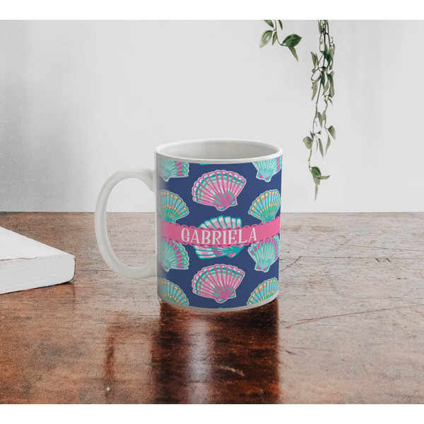 Preppy Sea Shells Personalized Coffee Mug - Lifestyle