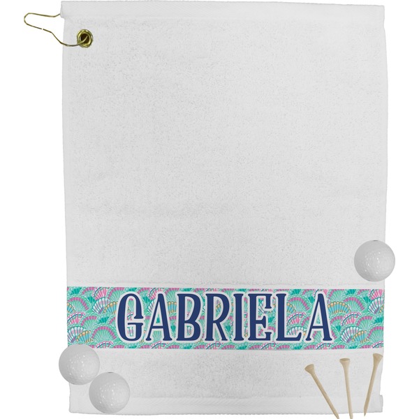 Custom Preppy Sea Shells Golf Bag Towel (Personalized)