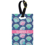 Preppy Sea Shells Plastic Luggage Tag - Rectangular w/ Name or Text