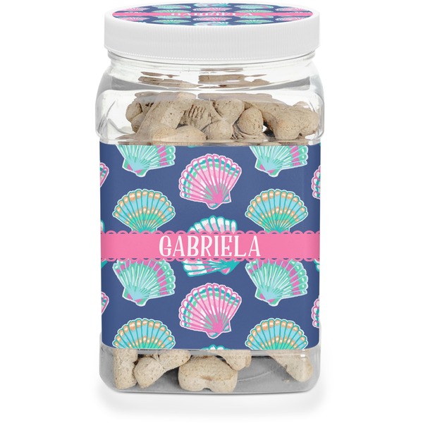 Custom Preppy Sea Shells Dog Treat Jar (Personalized)