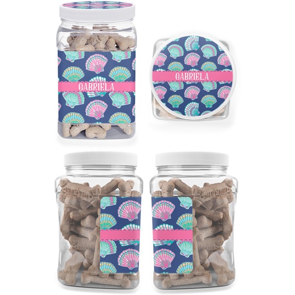 Preppy Sea Shells Pet Treat Jar - Multiple Angles