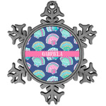 Preppy Sea Shells Vintage Snowflake Ornament (Personalized)