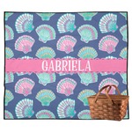 Preppy Sea Shells Outdoor Picnic Blanket (Personalized)
