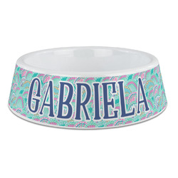 Preppy Sea Shells Plastic Dog Bowl - Large (Personalized)