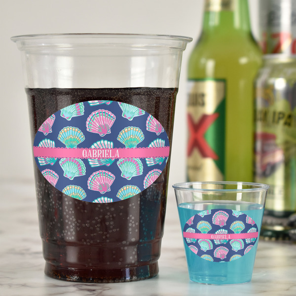 Preppy Sea Shells Plastic Shot Glasses - In Context