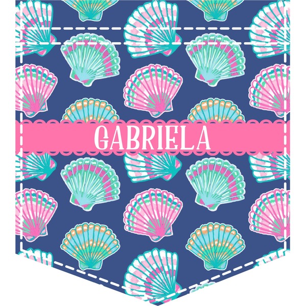Custom Preppy Sea Shells Iron On Faux Pocket (Personalized)