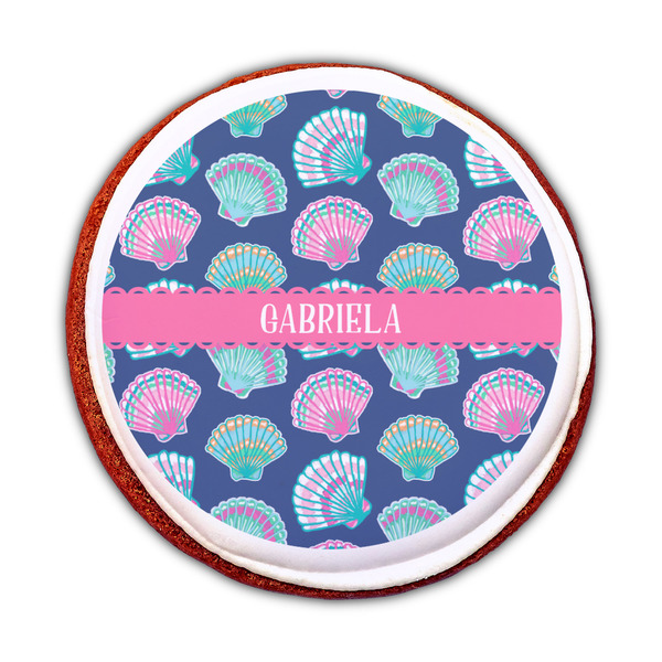 Preppy Sea Shells Printed Icing Circle - Medium - On Cookie