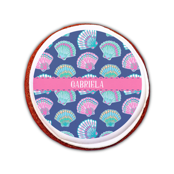 Preppy Sea Shells Printed Icing Circle - Small - On Cookie