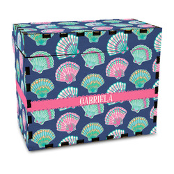 Preppy Sea Shells Wood Recipe Box - Full Color Print (Personalized)