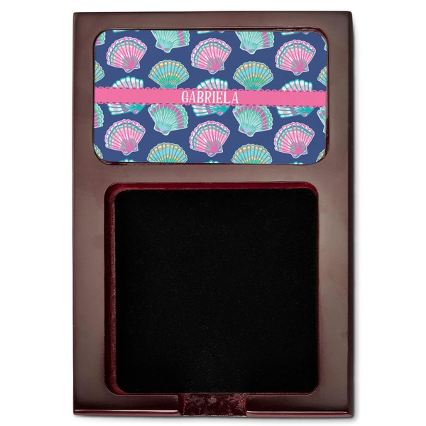 Preppy Sea Shells Red Mahogany Sticky Note Holder - Flat