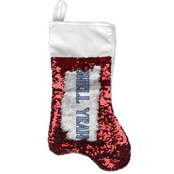 Preppy Sea Shells Reversible Sequin Stocking - Red (Personalized)