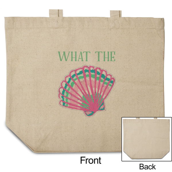 Preppy Sea Shells Reusable Cotton Grocery Bag - Front & Back View