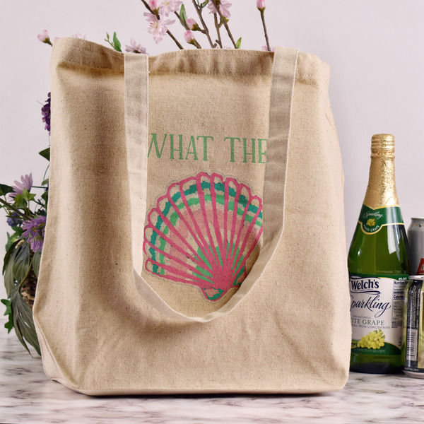 Preppy Sea Shells Reusable Cotton Grocery Bag - In Context
