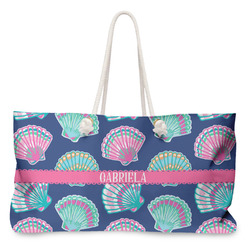 Preppy Sea Shells Large Tote Bag with Rope Handles (Personalized)