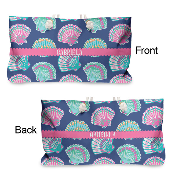 Preppy Sea Shells Large Rope Tote - From & Back View