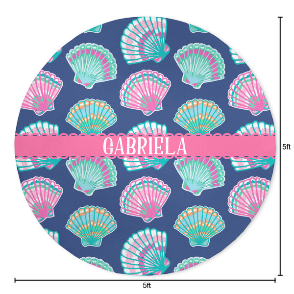 Preppy Sea Shells Round Area Rug - Size