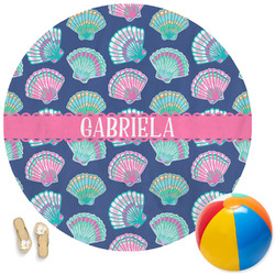 Preppy Sea Shells Round Beach Towel (Personalized)