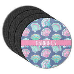 Preppy Sea Shells Round Rubber Backed Coasters - Set of 4 (Personalized)