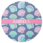 Preppy Sea Shells Round Rubber Backed Coaster (Personalized)