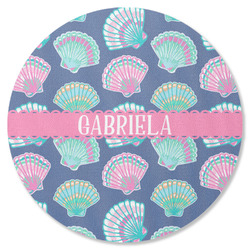 Preppy Sea Shells Round Rubber Backed Coaster (Personalized)