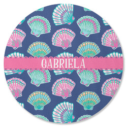 Preppy Sea Shells Round Rubber Backed Coaster (Personalized)