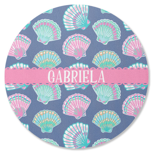 Custom Preppy Sea Shells Round Rubber Backed Coaster (Personalized)