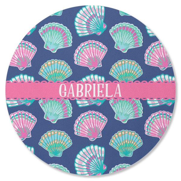 Preppy Sea Shells Round Coaster Rubber Back - Single