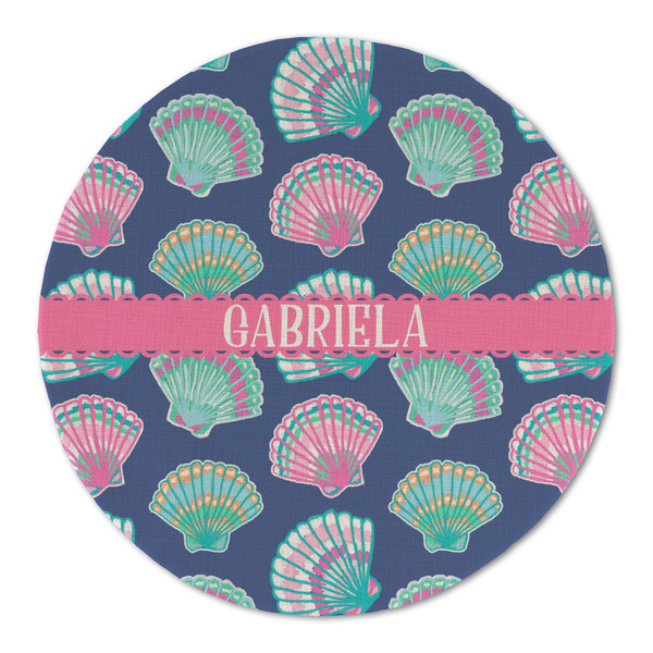 Preppy Sea Shells Round Linen Placemats - FRONT (Double Sided)