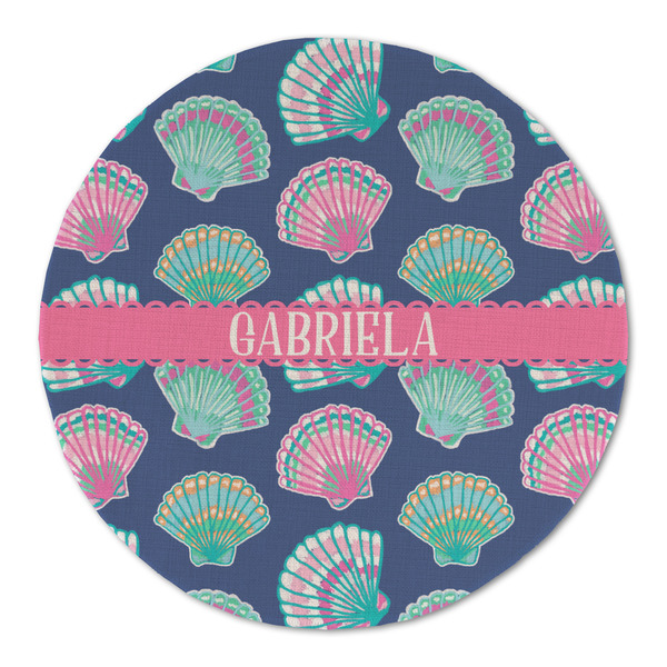 Custom Preppy Sea Shells Round Linen Placemat (Personalized)