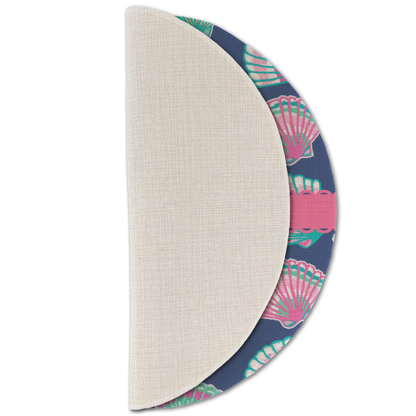 Preppy Sea Shells Round Linen Placemats - HALF FOLDED (single sided)