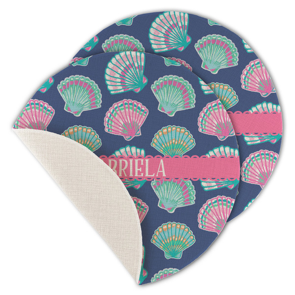 Preppy Sea Shells Round Linen Placemats - MAIN (Single Sided)