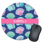 Preppy Sea Shells Round Mouse Pad (Personalized)